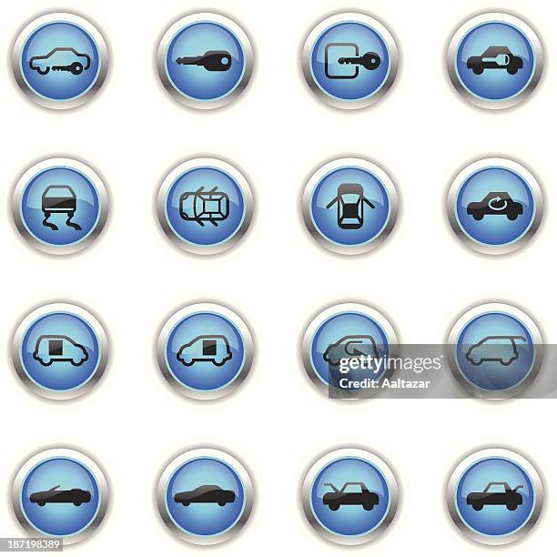 blue icons - car control indicators - car sliding stock illustrations