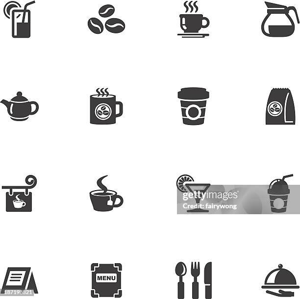 cafe icons - coffee pot stock illustrations