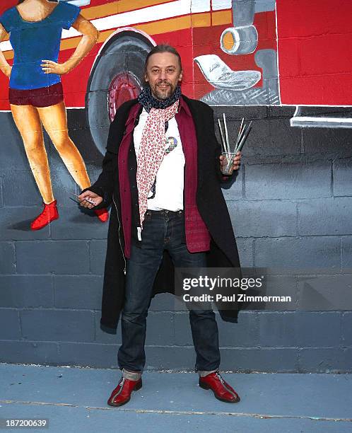 Artist Yanusz Gilewicz attends the CityArts & Disney "Celebrating The Heros Of Our City" Mural Ribbon Cutting at Henry M. Jackson Playground on...