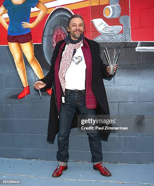 Artist Yanusz Gilewicz attends the CityArts & Disney "Celebrating The Heros Of Our City" Mural Ribbon Cutting at Henry M. Jackson Playground on...