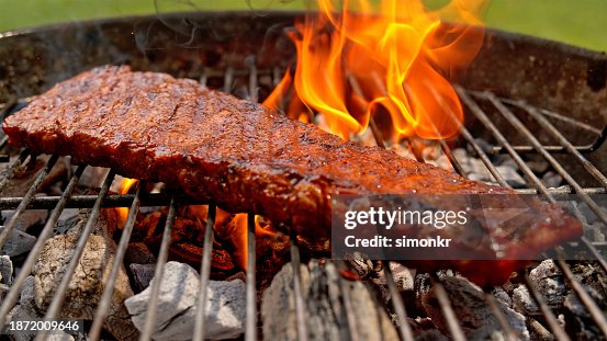 Meat rib on grill Meat rib on grill