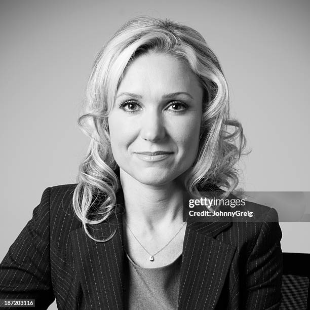 business portrait of mature woman - monochrome portrait stock pictures, royalty-free photos & images