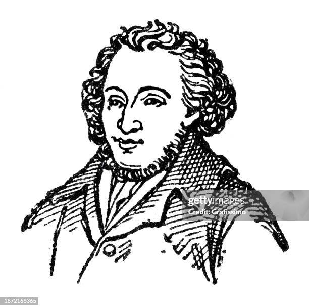 felix mendelssohn bartholdy german composer portrait illustration - felix mendelssohn composer stock illustrations
