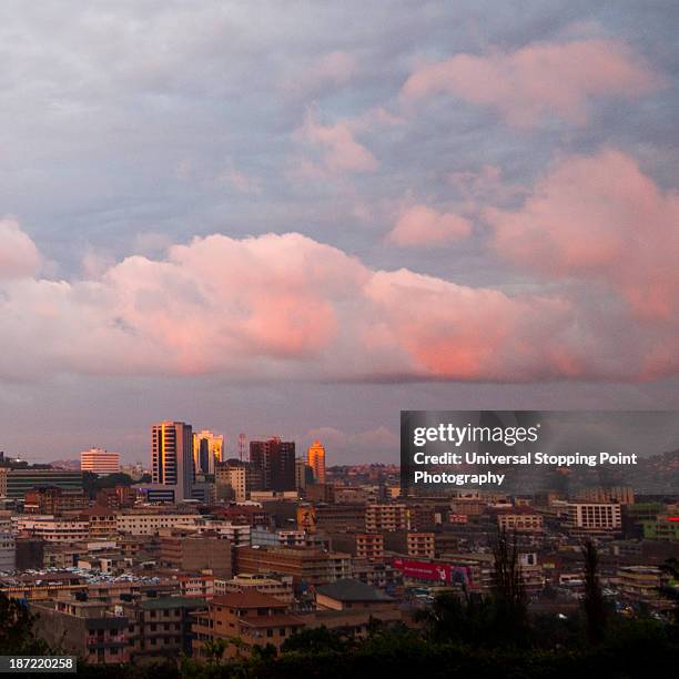 kampala skyline at sunset - kampala stock pictures, royalty-free photos & images