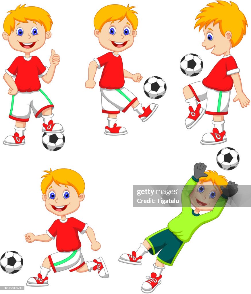 Boy Cartoon Playing Soccer High-Res Vector Graphic - Getty Images