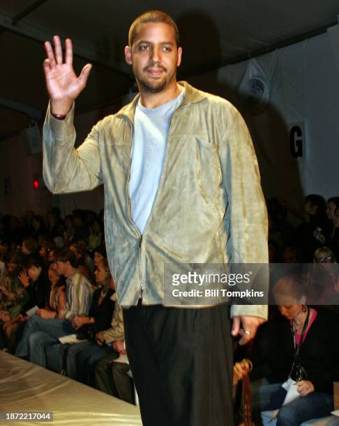 Magician David Blaine at the Jennifer Nicholson Fall Collection 2005 during Fashion Week in Bryant Park, New York City September 12, 2004