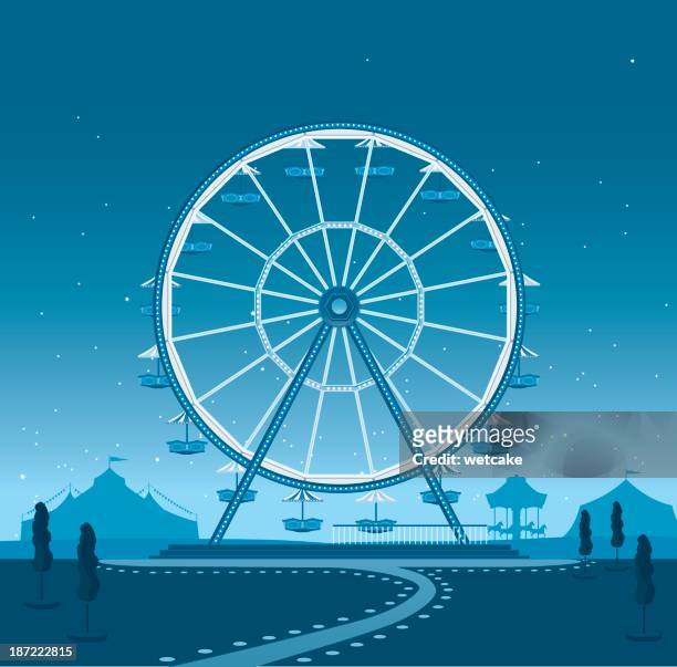 ferris wheel at night - big wheel stock illustrations