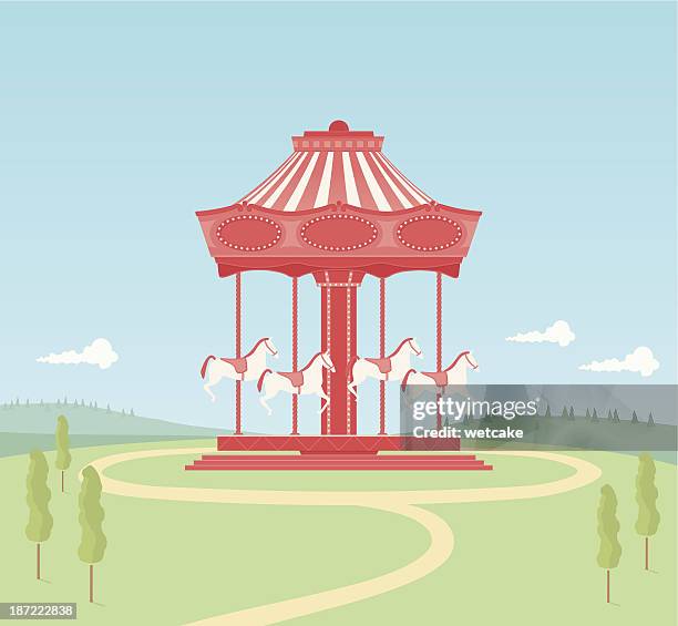 carousel - vintage carousel stock illustrations