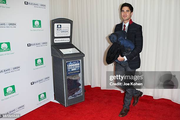 Actor Darren Criss attends Blue Jeans go green celebrates 1 Million pieces of denim collected for recycling hosted by Miles Teller at SkyBar at the...