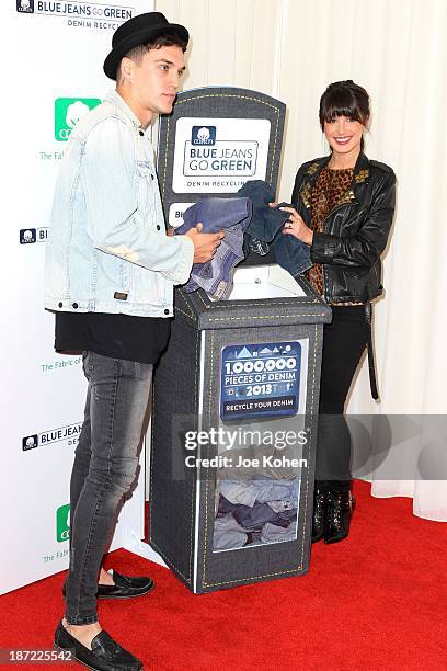 Actress Shenae Grimes and model Josh Beech attend Blue Jeans go green celebrates 1 Million pieces of denim collected for recycling hosted by Miles...