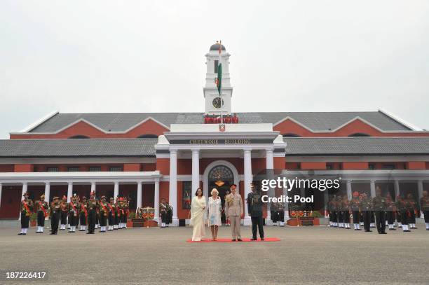 Prince Charles, Prince of Wales and Camilla, Duchess of Cornwall visit the Indian Military Academy during day 2 of an official visit to India on...