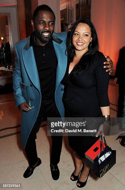 Man of othe Year Idris Elba and Naiyana Garth attend the Harper's Bazaar Women of the Year awards at Claridge's Hotel on November 5, 2013 in London,...