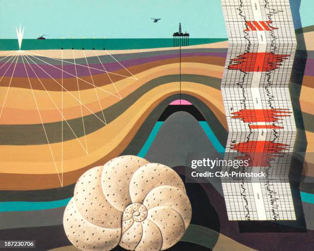 layers under the sea - earth geology stock illustrations