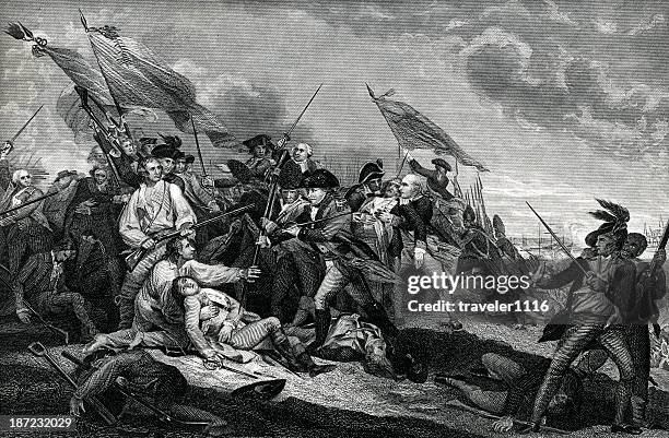 stockillustraties, clipart, cartoons en iconen met battle of bunker hill - amerikaanse onafhankelijkheidsoorlog