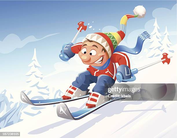 ilustrações, clipart, desenhos animados e ícones de esqui alpino - ski slope