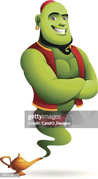 ilustraciones, imágenes clip art, dibujos animados e iconos de stock de genio: brazos doblado - lámpara eléctrica