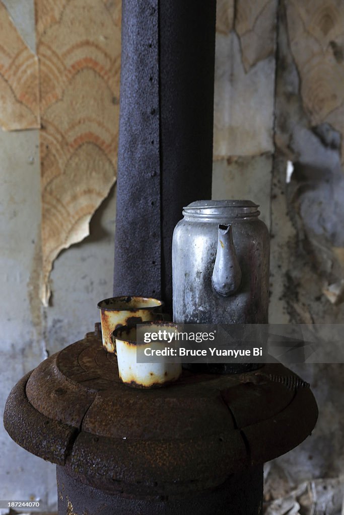 Old stove in an abandoned building