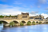 Amboise, village, bridge and medieval castle. Loire Valley, France