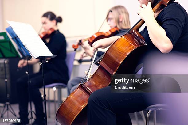 teenagers playing on classical school concert - violin family stock pictures, royalty-free photos & images