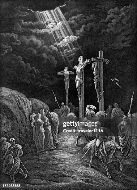 stockillustraties, clipart, cartoons en iconen met the crucifixion of jesus - the crucifixion