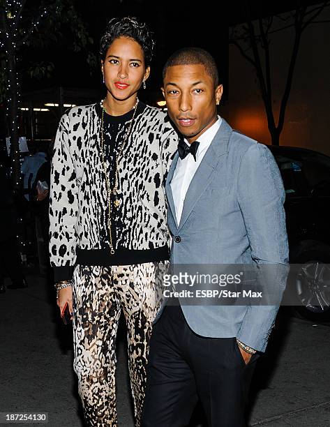 Pharrell Williams and Helen Lasichanh are seen on November 6, 2013 in New York City.