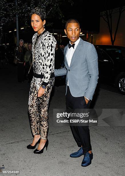 Pharrell Williams and Helen Lasichanh are seen on November 6, 2013 in New York City.