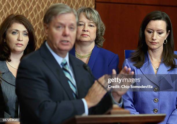 Sen. Lindsey Graham speaks during a news conference to introduce new legislation, the Pain-Capable Unborn Child Protection Act, with National Right...