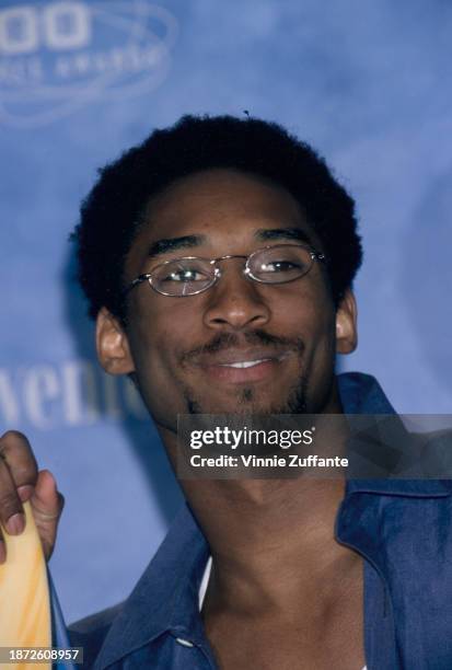 American basketball player Kobe Bryant in the press room of the inaugural Teen Choice Awards, held at the Barker Hangar, at Santa Monica Air Center...