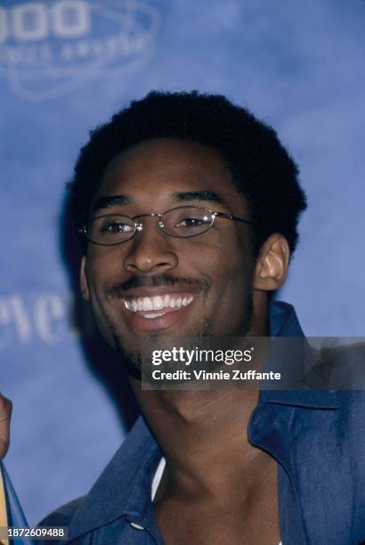 American basketball player Kobe Bryant in the press room of the inaugural Teen Choice Awards, held at the Barker Hangar, at Santa Monica Air Center...