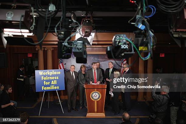 Senate Majority Leader Harry Reid , Sen. Tammy Baldwin , Sen. Jeff Merkley , Sen. Richard Durbin , Sen. Tom Harkin , Sen. Patty Murray and Sen....