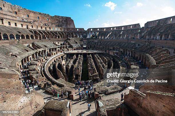 General view of the hypogeum inside the Colosseum on November 7, 2013 in Rome, Italy. The Colosseum's hypogeum has been opened to the public again...