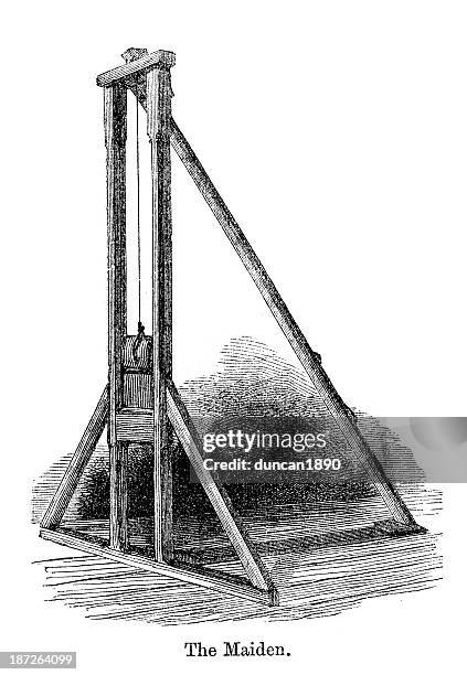 stockillustraties, clipart, cartoons en iconen met the maiden guillotine - hanging gallows