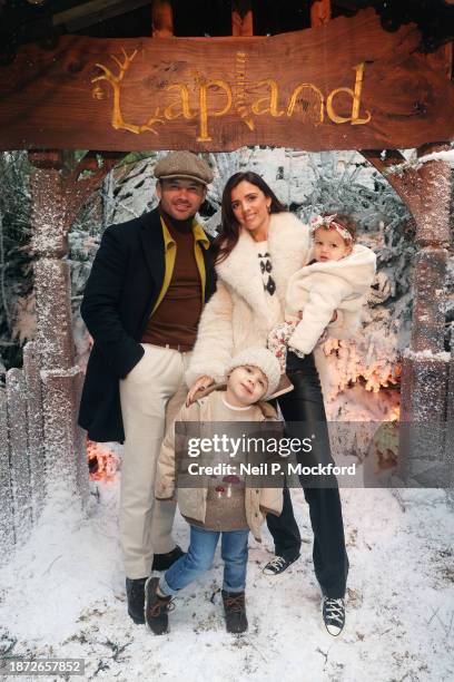 Lucy Mecklenburgh and Ryan Thomas with their children Roman and Lilah Rae visit LaplandUK at Whitmoor Forest on December 21, 2023 in Windsor, England.