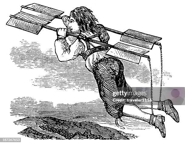 stockillustraties, clipart, cartoons en iconen met historic flying machine - uitvinding