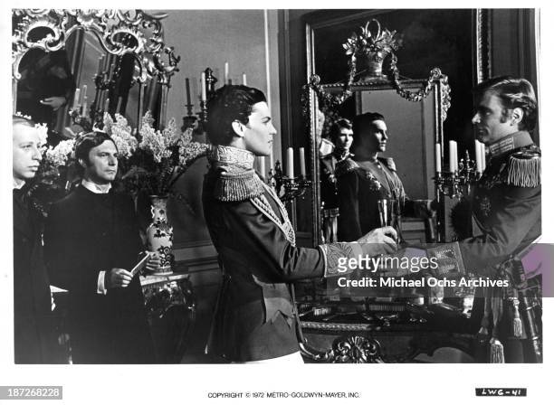 Actor Helmut Berger on set of the MGM movie "Ludwig" as King Ludwig II of Bavaria in 1972 .