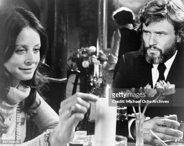 Actor Kris Kristofferson and Sarah Miles on set of the movie"The Sailor Who Fell from Grace with the Sea" in 1976.