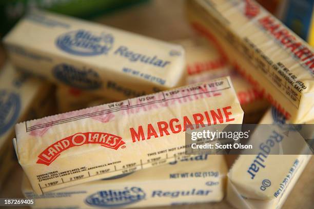 Stick margarine and other food items which contain trans fat are shown on November 7, 2013 in Chicago, Illinois. The U.S. Food and Drug...