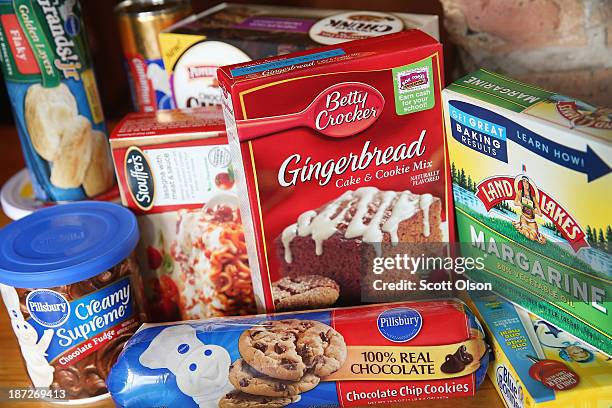 Food items which contain trans fat are shown on November 7, 2013 in Chicago, Illinois. The U.S. Food and Drug Administration today proposed a rule...