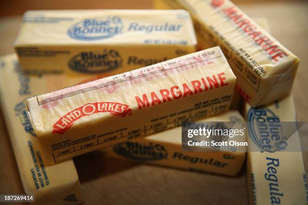 Stick margarine and other food items which contain trans fat are shown on November 7, 2013 in Chicago, Illinois. The U.S. Food and Drug...