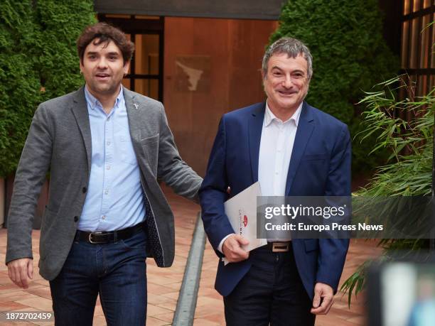 Geroa Bai councilor, Mikel Armendariz , upon his arrival at the signing of the government program, at the Pamplona hotel, on 21 December, 2023 in...