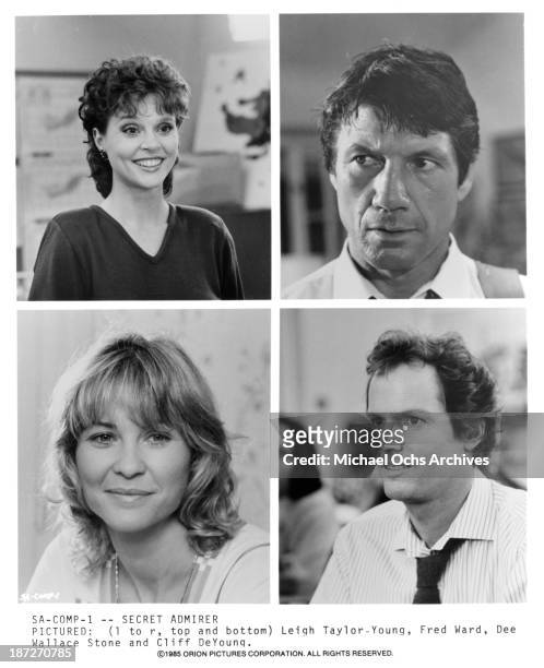 Actress Leigh Taylor-Young and actor Fred Ward Actress Dee Wallace and actor Cliff De Young on set of the Orion Picture movie "Secret Admirer" in...