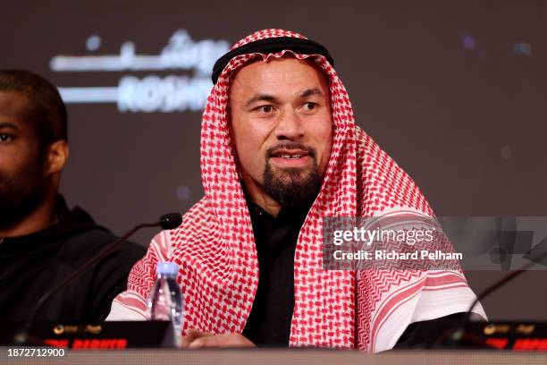 Joseph Parker looks on as he speaks to the media during the press conference ahead of the Heavyweight fight between Deontay Wilder and Joseph Parker...