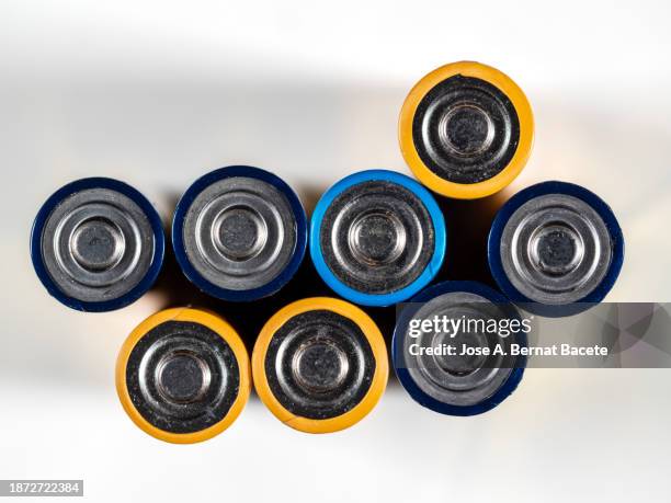 ni-mh rechargeable battery on a white background. - lithium ion battery stock pictures, royalty-free photos & images