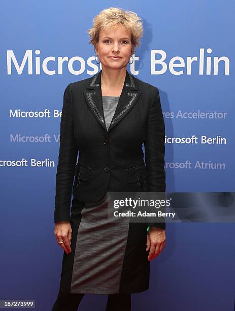 Carola Ferstl arrives for the opening of the Microsoft Center Berlin on November 7, 2013 in Berlin, Germany. The Microsoft Center Berlin, part of a...