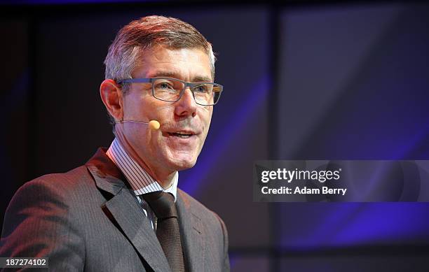 Christian Illek, head of Microsoft Germany, speaks at the opening of the Microsoft Center Berlin on November 7, 2013 in Berlin, Germany. The...