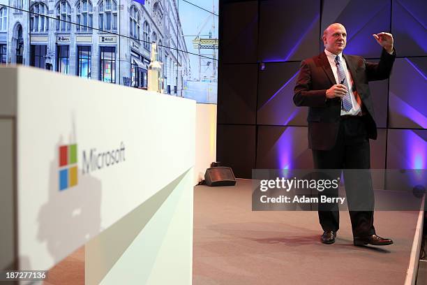 Microsoft Chief Executive Steve Ballmer speaks at the opening of the Microsoft Center Berlin on November 7, 2013 in Berlin, Germany. The Microsoft...