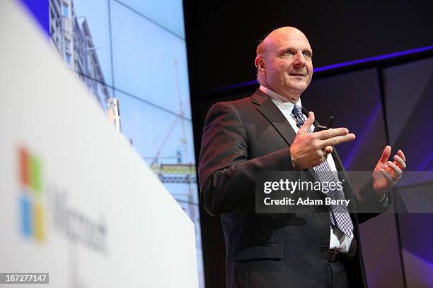 Microsoft Chief Executive Steve Ballmer speaks at the opening of the Microsoft Center Berlin on November 7, 2013 in Berlin, Germany. The Microsoft...