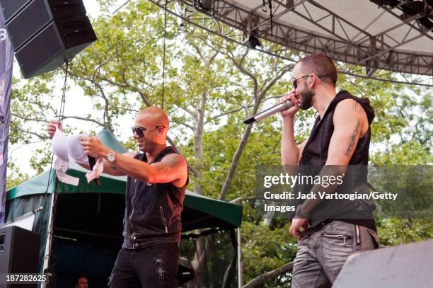 Puerto Rican Reggaeton singers Wisin y Yandel perform at Central Park SummerStage, New York, New York, August 13, 2011. Pictured are, from left,...