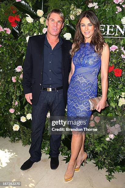 Elizabeth Hurley and Shane Warne attend a Queenspark breakfast to celebrate the brand's Summer 2013 collection on November 8, 2013 in Sydney,...