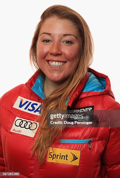 Katie Ryan of the U.S. Alpine Ski Team poses for a portrait at the U.S. Ski Team Speed Center at Copper Mountain on November 7, 2013 in Copper...